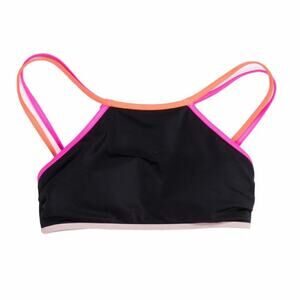 Victoria's Secret Bikini Top The High Neck Small Black Neon Strappy Back